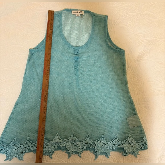 Sheer Vintage Aqua Mesh Top S/M Halloween Indie Sleeze - Picture 5 of 8